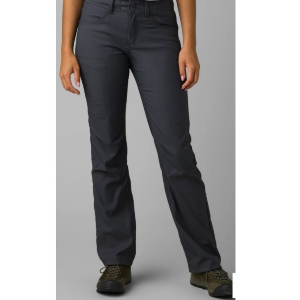 Prana Grey Mid Rise Straight Leg Cargo Halle Pant II Size 4 Tall  34” length